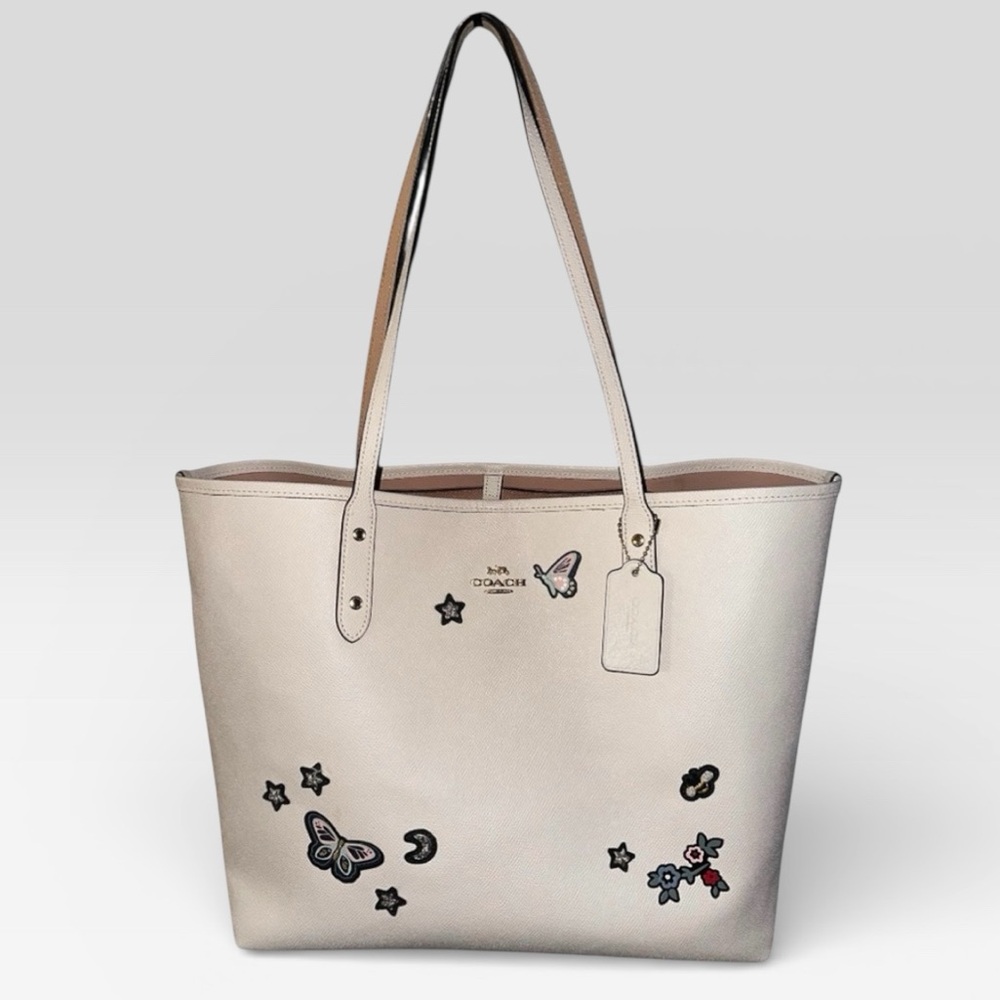 Coach City Tote with Embroidered Butterfly and Stars w/ Purse Pillow